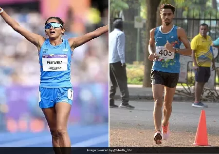 Akshdeep And Priyanka Win Mens And Womens 20km Race Walk Gold